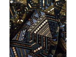 Gold Sequins Indian Embroidered Flex Cotton Fabric by the Yard Embroidery Summer Dresses Party Costumes Bags Cushions Sewing DIY Crafting